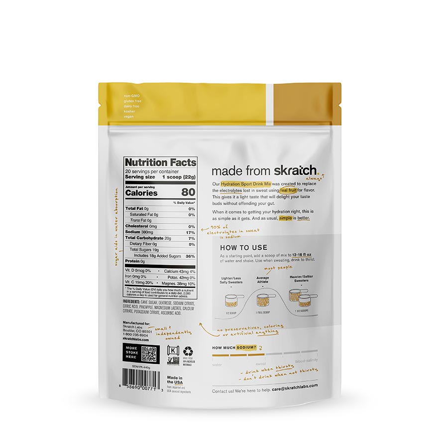 Skratch Labs, Sport Hydration Drink, Drink Mix, Lemon/Lime, Pouch, 60 servings