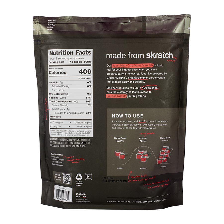 Skratch Labs, Super High-Carb, Drink Mix, Lemon Lime, Pouch, 8 servings